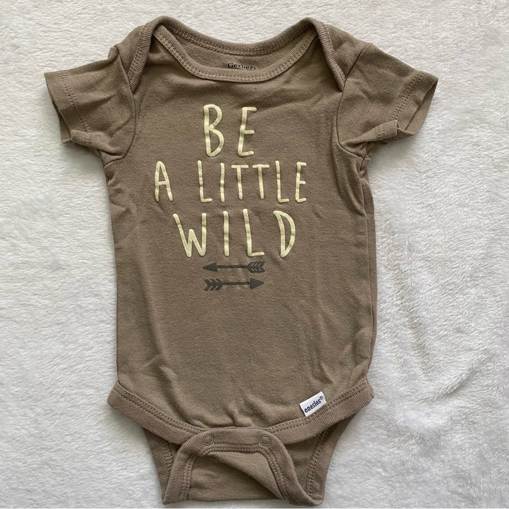 Gerber Onesie Bodysuit Set in Aqua, Brown, Cream - Picture 5 of 8